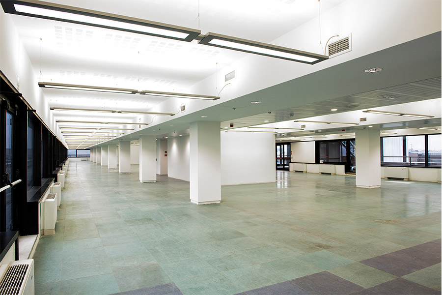 bright and empty business offices with long hall